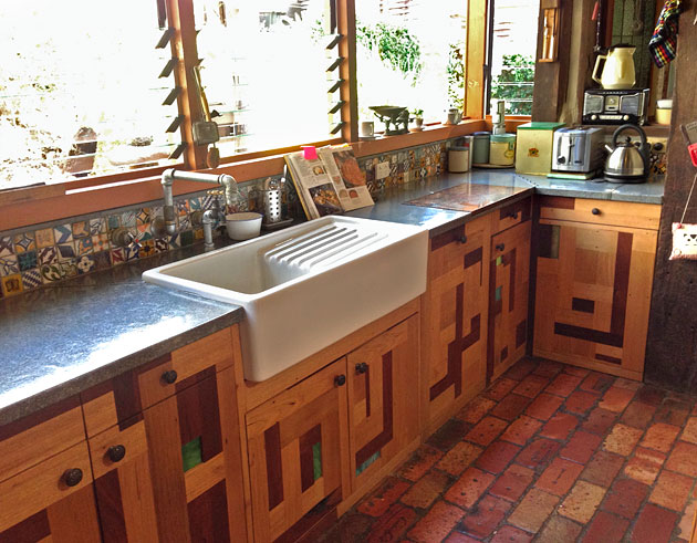 Kitchen design using recycled materials