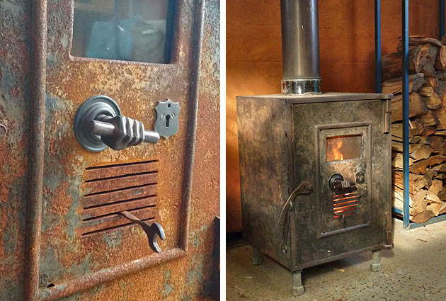 Upcycled safe as workshop heater