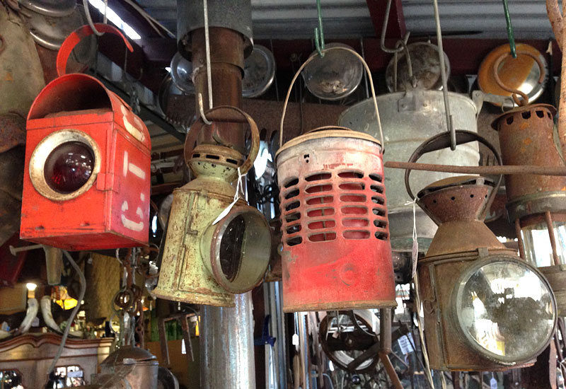 Vintage lamps and railway memorabilia, Rustic Gallery, Perth