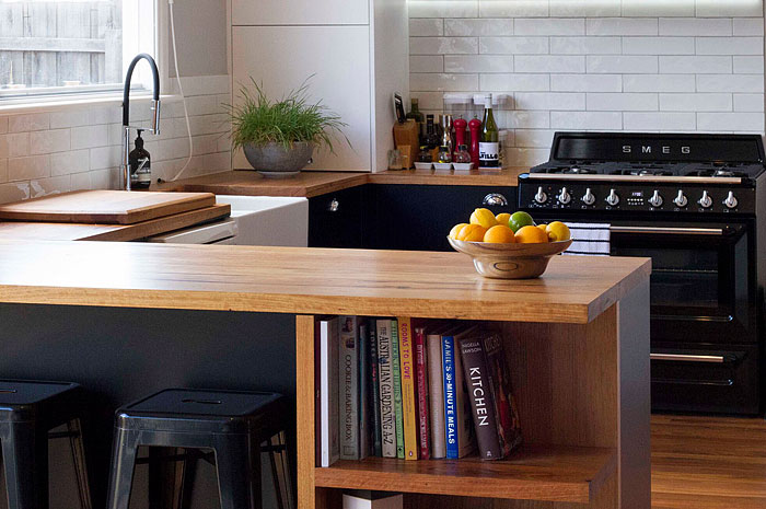 Recycled timber benchtops and joinery by Timber Revival, Melbourne