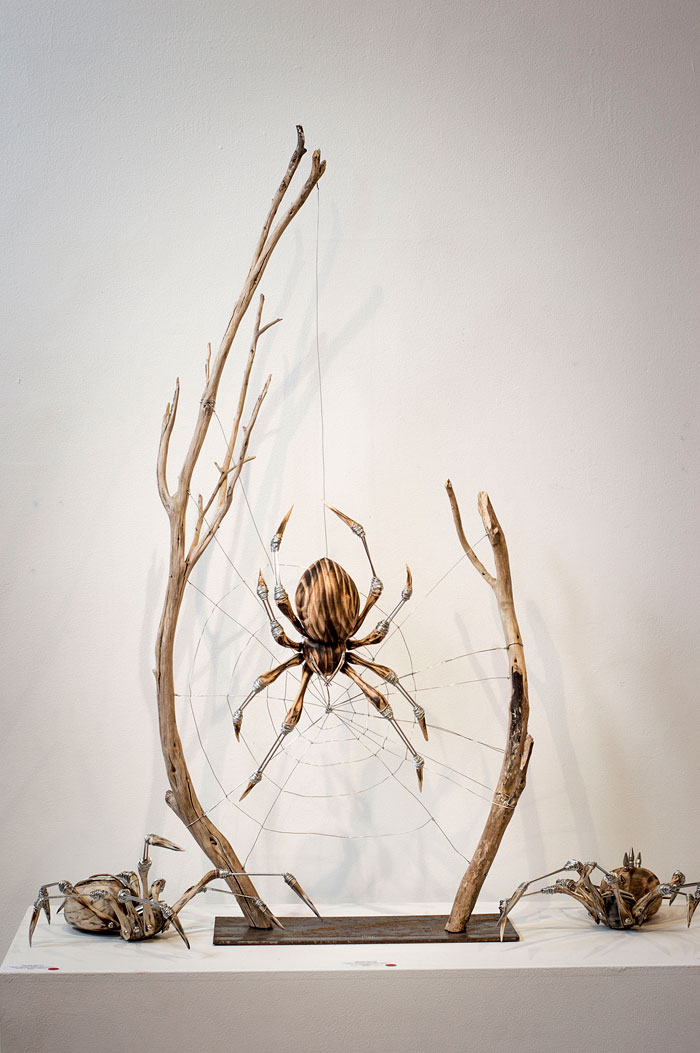 Upcycled spider sculpture by Georgie Seccull, Melbourne, Australia