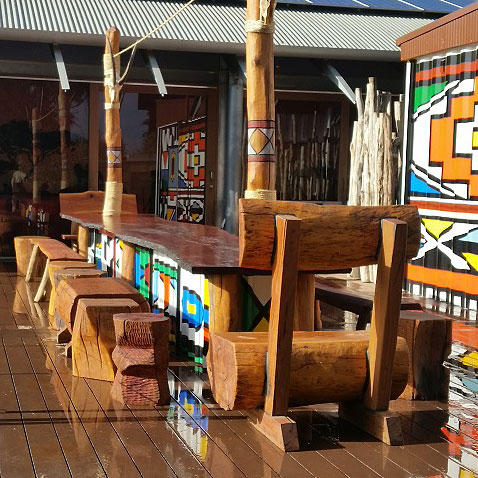 African theme outdoor setting designed for Werribee Open Range Zoo by Raw Boards, Bendigo