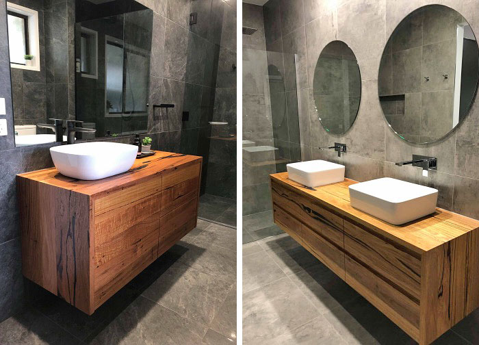 Reclaimed timber vanities and bathroom fit outs, Delmenico Custom Furniture, Swan Hill, Victoria