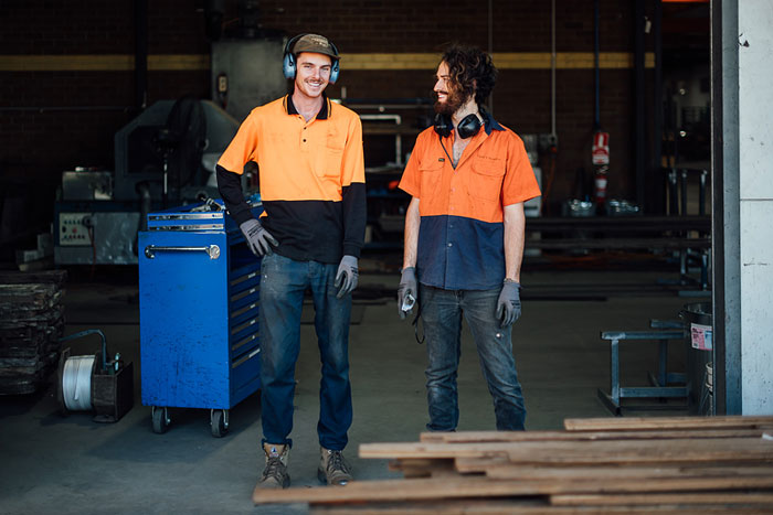 Team at Thor's Hammer, Canberra. Recycled timber furniture and sales.