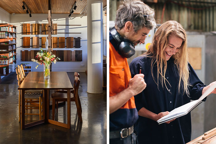 Design and sales office, Thor's Hammer, Canberra. Recycled timber furniture and sales.