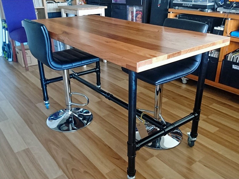 Lightweight, portable recycled timber table/desk with castors, Salvaged by Stix, Melbourne