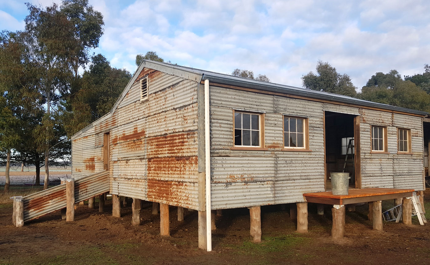 Shearing shed moved and rebuilt from recycled materials, Victoria