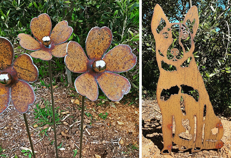 Upcycled sculptures and garden decoration handmade by Metal Garden in Victoria