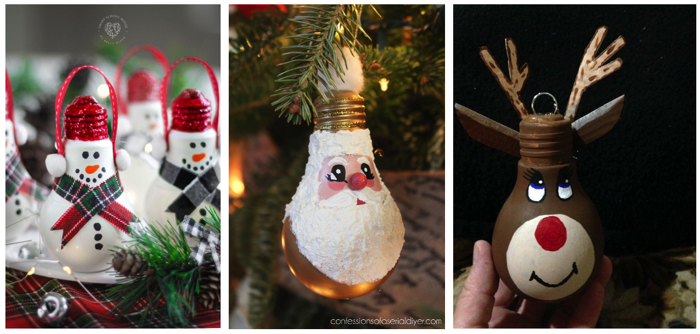 Light bulb diy christmas decoration