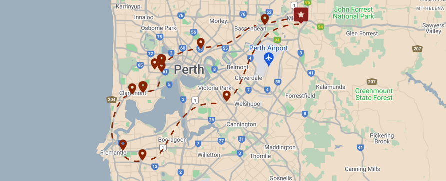 Antique Shops Perth Map